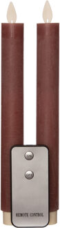 Anna's Collection Led dinerkaarsen - 2x st - antiek roze - 23 cm - met afstandsbediening