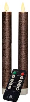 Anna's Collection LED dinerkaarsen - 2x st - brons - 23 cm - met afstandsbediening
