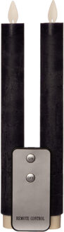 Anna's Collection Led dinerkaarsen - 2x st - donkerblauw - 23 cm - met afstandsbediening