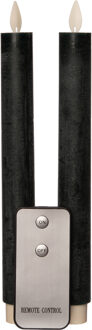 Anna's Collection Led dinerkaarsen - 2x st - donkergroen - 23 cm - met afstandsbediening