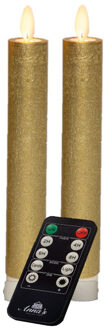 Anna's Collection LED dinerkaarsen - 2x st - goud - 18 cm -met afstandsbediening