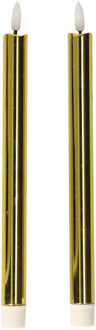 Anna's Collection LED dinerkaarsen - 2x st - goud glimmend - 25 cm - met timer - 3D vlam