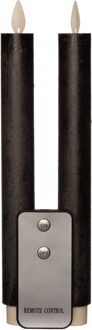 Anna's Collection Led dinerkaarsen - 2x st - grijs- 23 cm - met afstandsbediening Antraciet