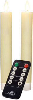 Anna's Collection LED dinerkaarsen - 2x st - ivoor wit - 18 cm -met afstandsbediening