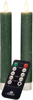 Anna's Collection LED dinerkaarsen - 2x st - jade groen - 18 cm -met afstandsbediening