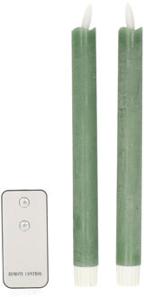 Anna's Collection LED dinerkaarsen - 2x st - jade groen - 23 cm - afstandsbediening