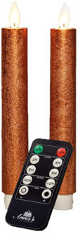 Anna's Collection LED dinerkaarsen - 2x st - koper - 18 cm -met afstandsbediening