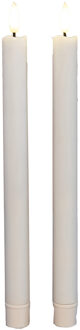 Anna's Collection Led dinerkaarsen - 2x st - wit - 25 cm - 3D vlam - warm wit licht