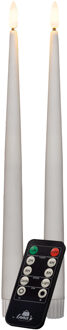 Anna's Collection Led dinerkaarsen - 2x st - wit - 30 cm - bewegende vlam - warm wit licht - afstandsbediening