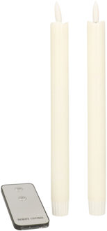 Anna's Collection LED dinerkaarsen - 2x - wit - 23 cm - met afstandsbediening
