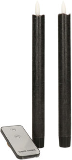 Anna's Collection LED dinerkaarsen - 2x - zwart - 23 cm