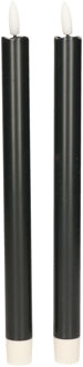 Anna's Collection Led dinerkaarsen - 2x - zwart - 24 cm - 3D lont - warm wit licht
