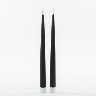 Anna's Collection Led dinerkaarsen 3D lont 2x- zwart - 30 cm - afstandsbediening