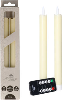 Anna's Collection LED dinerkaarsen - 4x - ivoor - 23 cm - met afstandsbediening