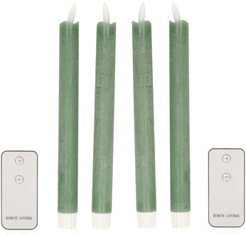 Anna's Collection LED dinerkaarsen - 4x - jade groen - 23 cm - met afstandsbediening