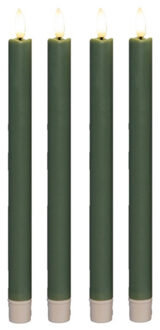 Anna's Collection Led dinerkaarsen - 4x st - jade groen - 25 cm - 3D vlam - warm wit licht