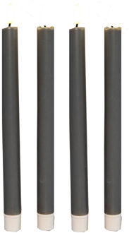 Anna's Collection Led dinerkaarsen - 4x st - taupe grijs - 25 cm - 3D vlam - warm wit licht