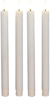 Anna's Collection Led dinerkaarsen - 4x st - wit - 25 cm - 3D vlam - warm wit licht