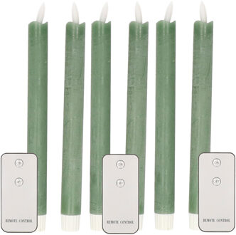 Anna's Collection LED dinerkaarsen - 6x - jade groen - 23 cm - met afstandsbediening
