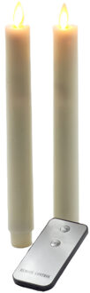 Anna's Collection LED Dinerkaarsen - creme wit - 2x stuks - H22,8 cm - Kaarsen op batterijen - met afstandsbediening