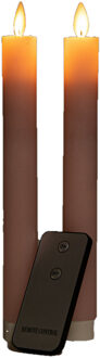 Anna's Collection LED dinerkaarsen - lichtroze - 2x stuks - 23 cm - met afstandsbediening - kaarsen