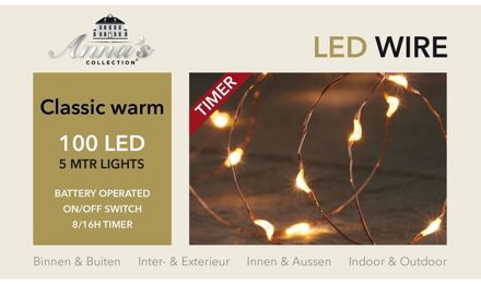 Anna's Collection LED draadverlichting - koper - 5 meter - met timer - warm witte - op batterij - kerstverlichting