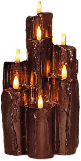 Anna's Collection LED druipkaarsen - 7x st - brons - 15 x 15 x 25 cm - met timer - Halloween/kerst kaarsen
