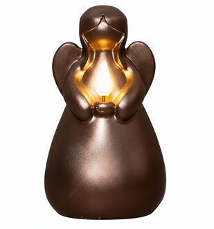 Anna's Collection LED herdenkingskaars engel?- brons - 14 x 8 cm - met timer - op batterijen