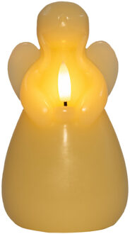 Anna's Collection LED kaars engel?- ivoor - 14 x 8 cm - met timer - op batterijen - kerst