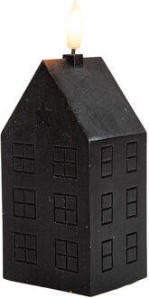 Anna's Collection LED kaars?huisje - zwart - H15 cm - met timer - op batterijen