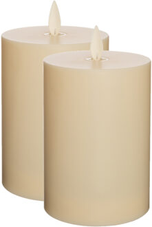 Anna's Collection LED kaars/stompkaars - 2x - ivoor wit - D8 x H13 cm - voor buiten en binnen - met timer