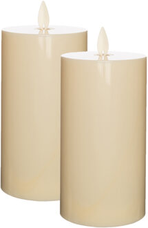 Anna's Collection LED kaars/stompkaars - 2x - ivoor wit - D8 x H16 cm - voor buiten en binnen - met timer