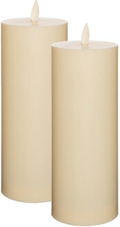 Anna's Collection LED kaars/stompkaars - 2x - ivoor wit - D8 x H22 cm - voor buiten en binnen - met timer