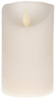 Anna's Collection Led kaars/stompkaars - 2x - wit - H12,5 x D7,5 cm - wax - warm wit licht - bewegende vlam