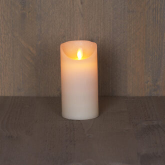 Anna's Collection Led kaars/stompkaars - 3x - ivoor - H15 x D7,5 cm - wax - warm wit licht - bewegende vlam