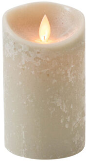 Anna's Collection Led kaars/stompkaars - 3x - taupe - H12,5 x D7,5 cm - wax - warm wit licht - bewegende vlam