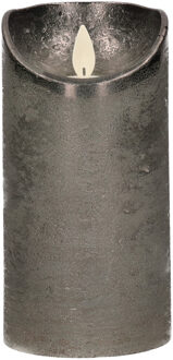 Anna's Collection Led kaars/stompkaars - antraciet grijs - H15 x D7,5 cm - wax - warm wit licht - bewegende vlam