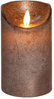 Anna's Collection Led kaars/stompkaars - brons - H12,5 x D7,5 cm - wax - warm wit licht - bewegende vlam
