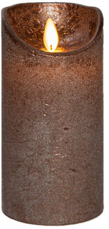 Anna's Collection Led kaars/stompkaars - brons - H15 x D7,5 cm - wax - warm wit licht - bewegende vlam
