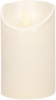 Anna's Collection Led kaars/stompkaars - creme wit - H12,5 x D7,5 cm - wax - warm wit licht - bewegende vlam