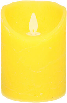 Anna's Collection Led kaars/stompkaars - geel - H12,5 x D7,5 cm - wax - warm wit licht - bewegende vlam