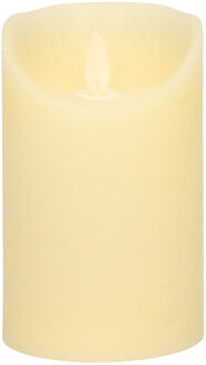 Anna's Collection Led kaars/stompkaars - ivoor wit - H12,5 x D7,5 cm - wax - warm wit licht - bewegende vlam