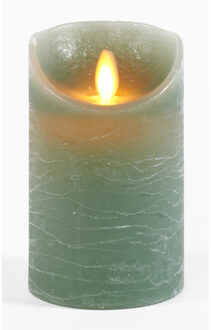 Anna's Collection Led kaars/stompkaars - jade groen - H12,5 x D7,5 cm - wax - warm wit licht - bewegende vlam