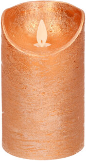 Anna's Collection Led kaars/stompkaars - koper - H12,5 x D7,5 cm - wax - warm wit licht - bewegende vlam
