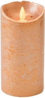 Anna's Collection Led kaars/stompkaars - koper - H15 x D7,5 cm - wax - warm wit licht - bewegende vlam