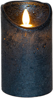 Anna's Collection Led kaars/stompkaars - metallic blauw?- wax?- H12,5 x D7,5 cm - warm wit licht - bewegende vlam Donkerblauw