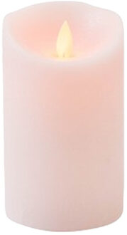 Anna's Collection Led kaars/stompkaars - roze - H12,5 x D7,5 cm - wax - warm wit licht - bewegende vlam