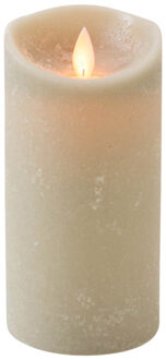 Anna's Collection Led kaars/stompkaars - taupe - H15 x D7,5 cm - wax - warm wit licht - bewegende vlam