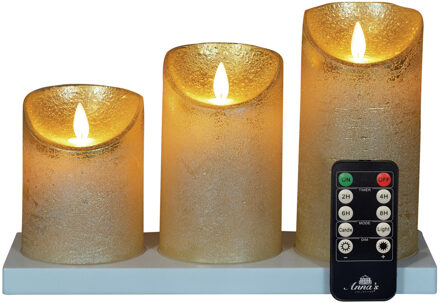 Anna's Collection LED kaarsen - 3x - goud - oplaad