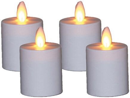 Anna's Collection LED kaarsen - 4x - wit - H8 cm - bewegende vlam - batterijkaarsen